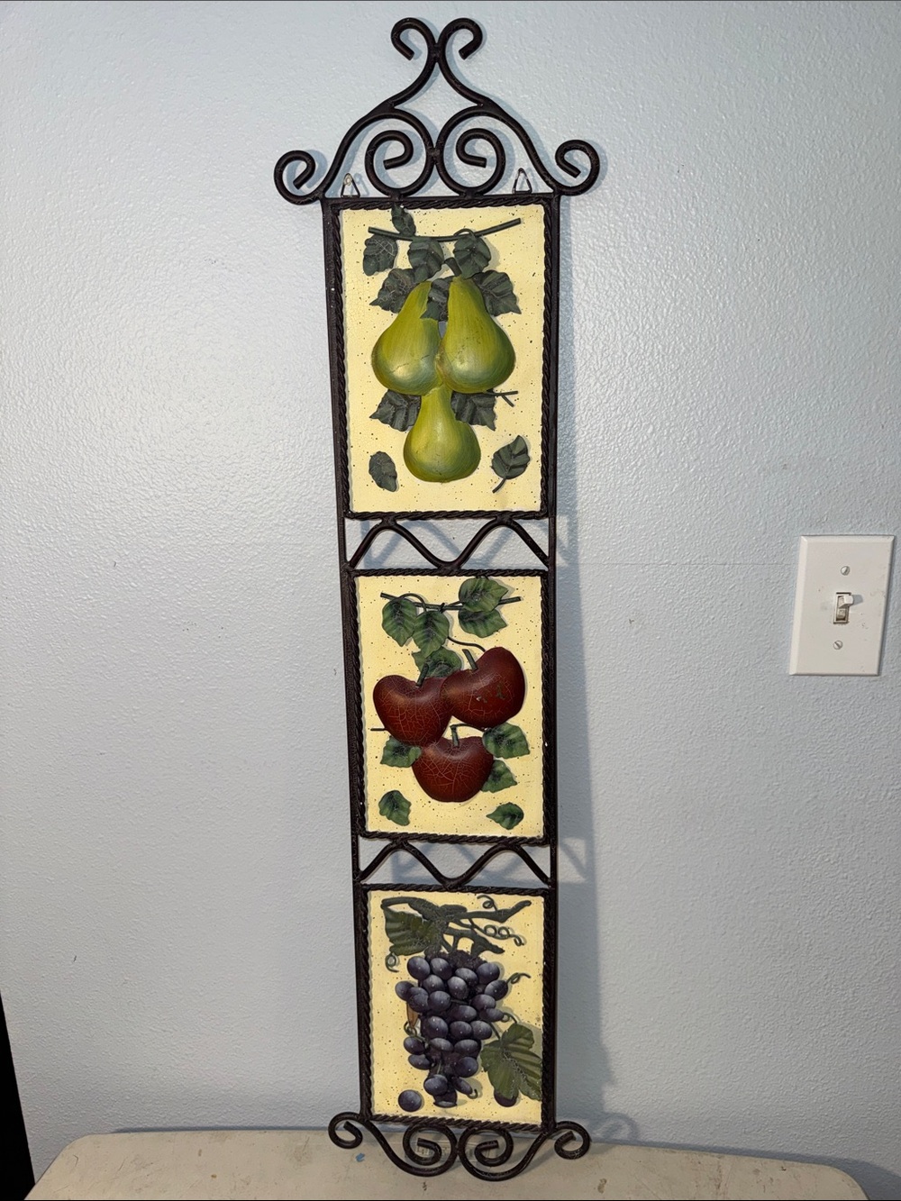 Vintage Home Interiors (Homco) Wrought Iron 3-D Fruit Wall Plaque Tuscan Rustic